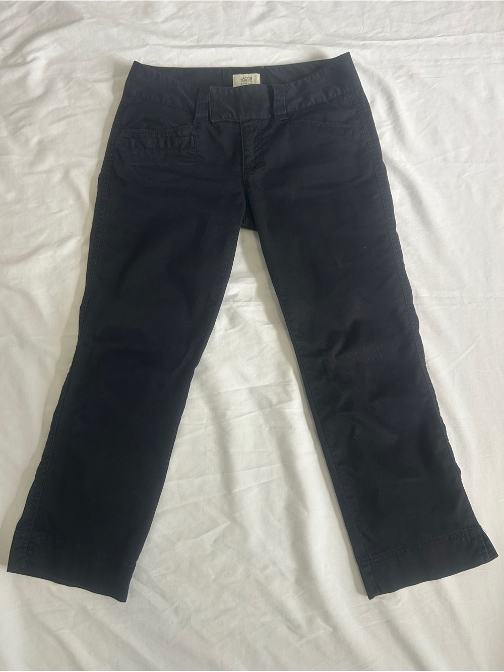 Jacob Connexion Black Stretch Y2K Low Rise Capris Utility Cropped Pants Sz 3/4